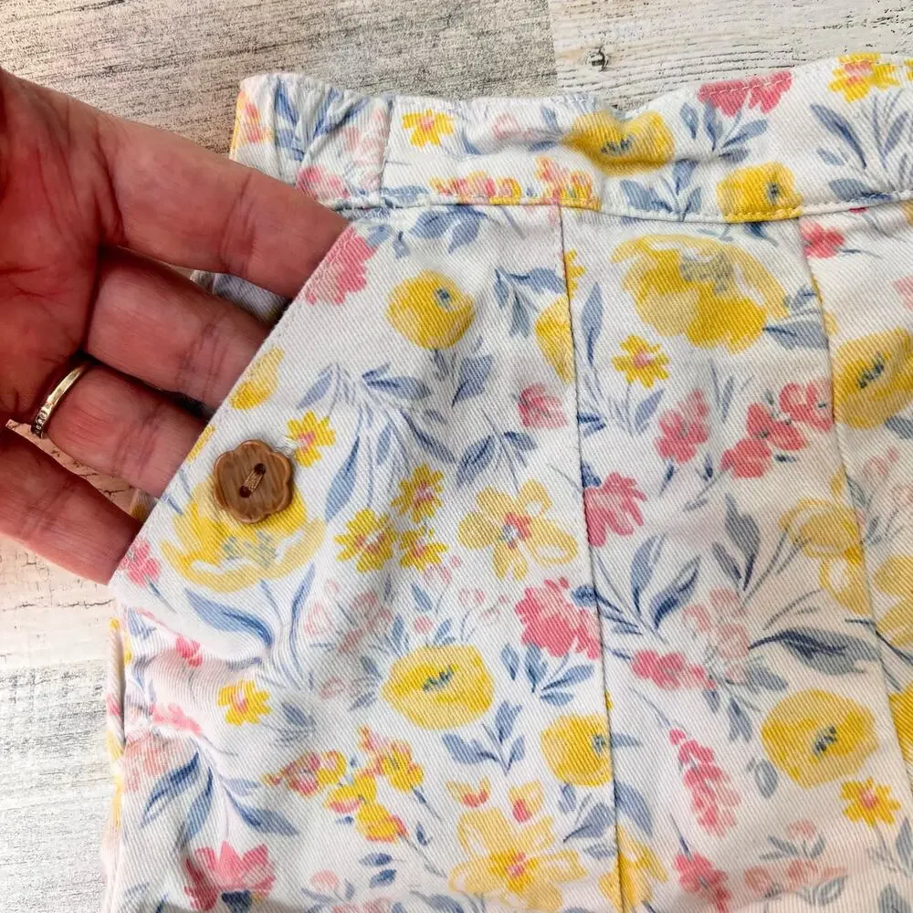 🍄3/$15 Tommy Bahama Shorts Girls 3T Blue Floral Pull On Cotton Casual Summer